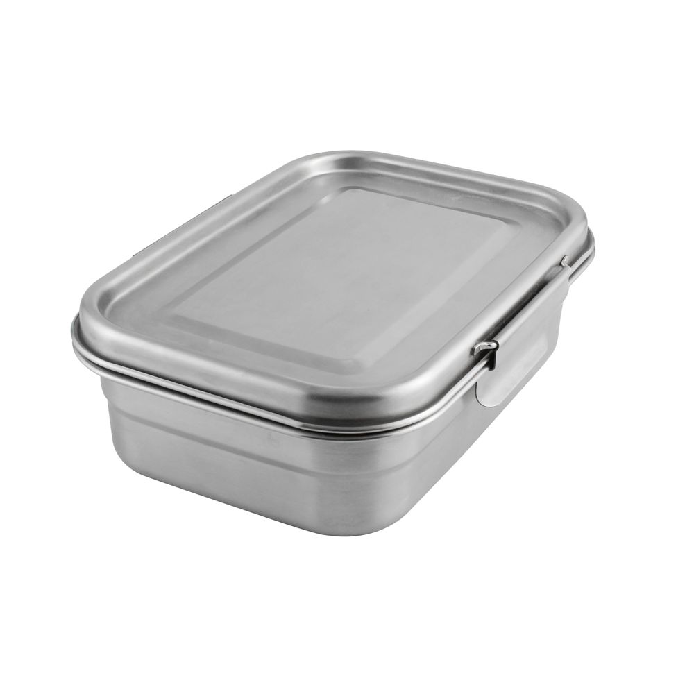 Stainless steel lunch box with 2 clips
