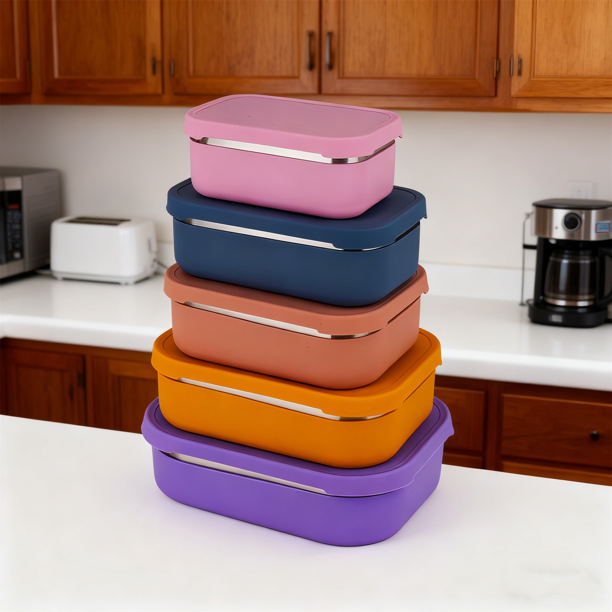 Dishwasher Safe ~Stainless Steel Bento Box with Silicone Lid for Eco-Friendly Meals!