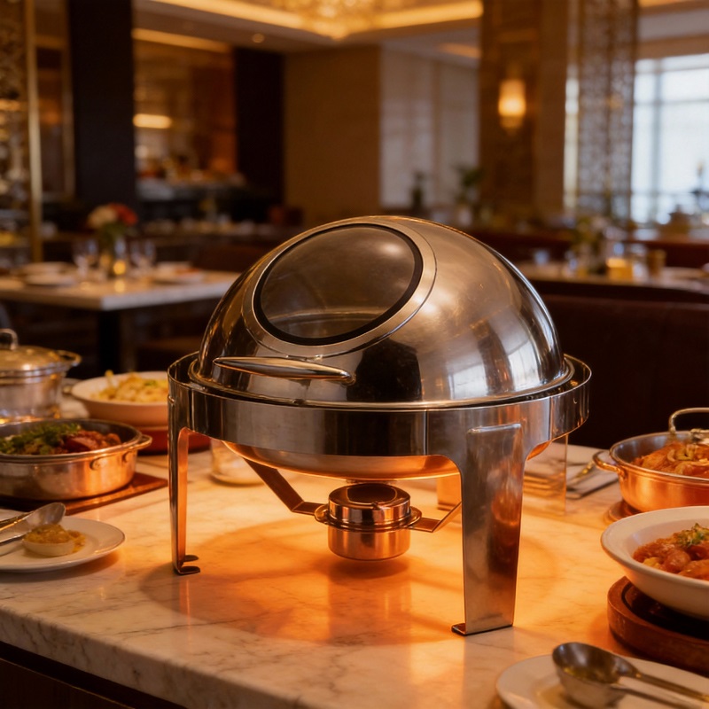 Elegant Visual Round Buffet Warmer: The Clear 6L Choice for Hot Food Display
