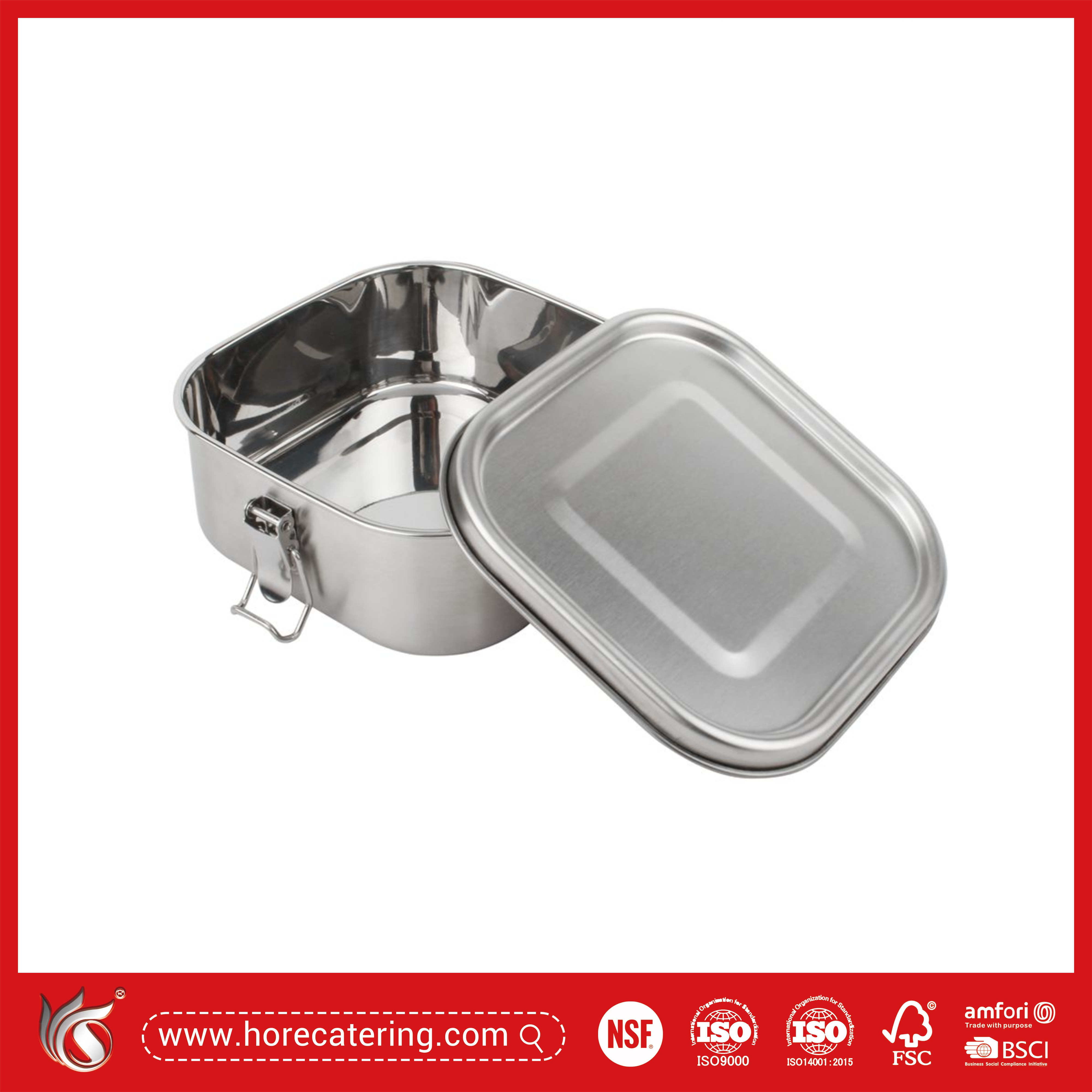 Portapranzo quadrato in acciaio inox da 800 ml