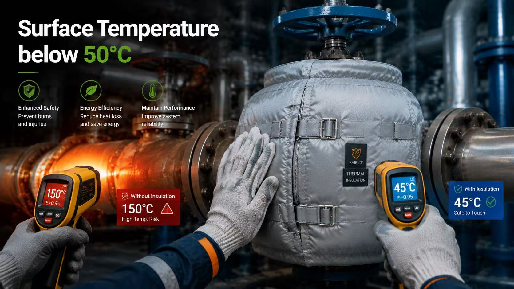 High-Temperature Valve Surface Temperature Drops from 150°C to Below 50°C: Removable Insulation Jackets Strengthen Safety Protection