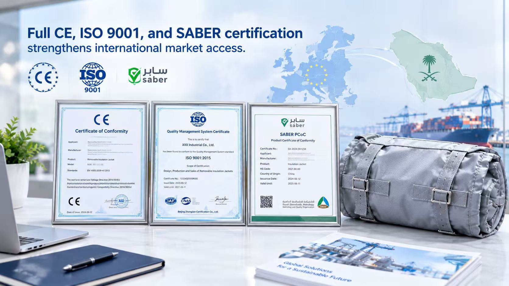 Our Fiberglass Mat Insulation Jackets Achieve Full CE/ISO/SABER Certification, Upgrading International Market Access