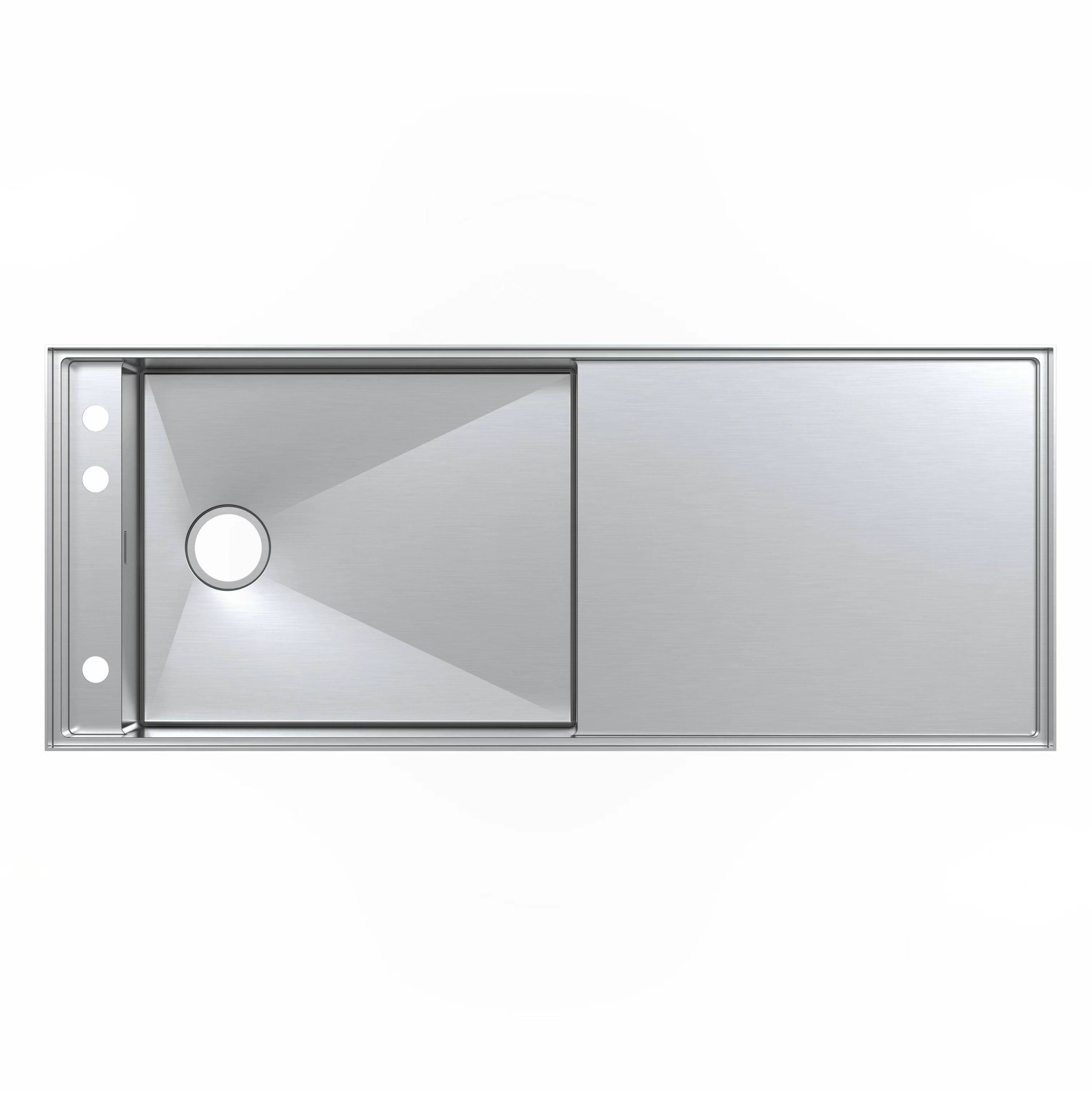 MG3052 Stainless Steel Topmount Single Bowl Kitchen Sinks with Draining Board R10 Corner