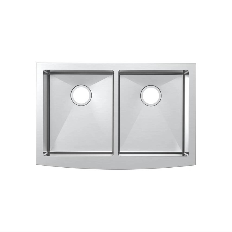 MF8356 Apron-front Farmhouse Double Bowl Kitchen Sink Stainless Steel 16 Gauge