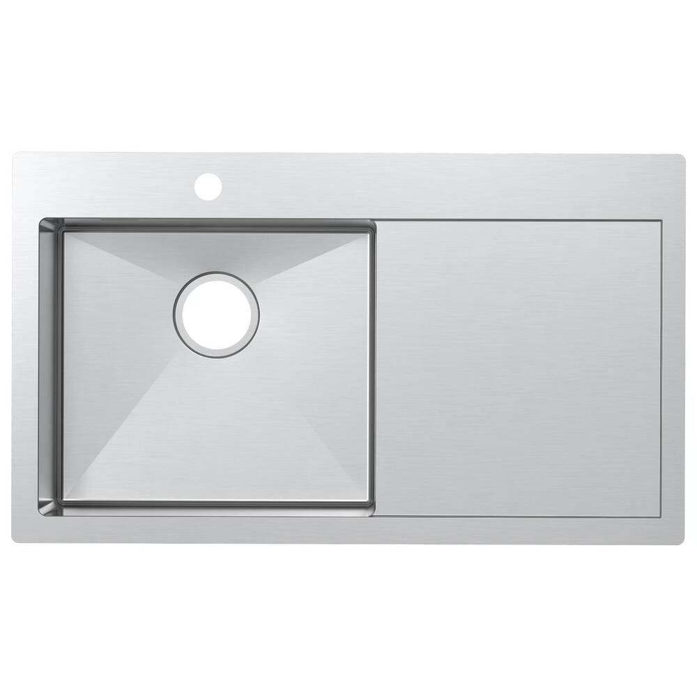 ME8350 Stainless Steel Single with Drain Board Sink Nano Handmade Durable Top Mount Kitchen Sink