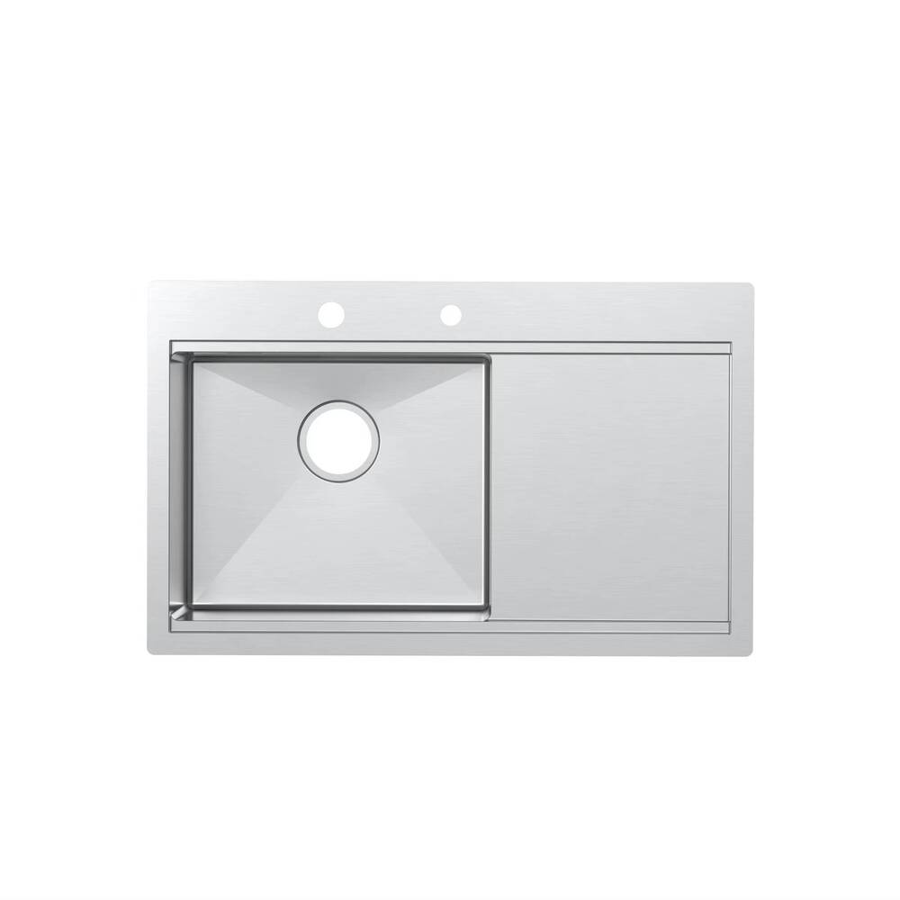 MU1050 Kitchen Sink Ledge Workstation Stainless Steel Topmount Single Bowl with Drain Board Kitchen Sink
