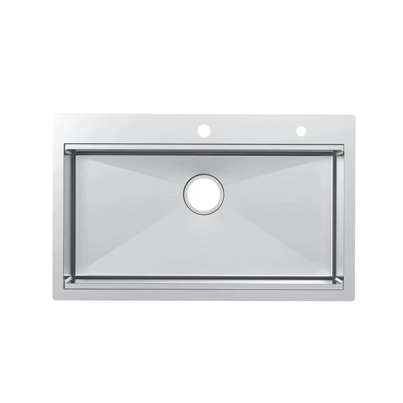 MU7850 Stainless Steel Topmount Drop In Kitchen Sinks Single Bowl 2-Hole R10 Corner Handmade Workstation Sink