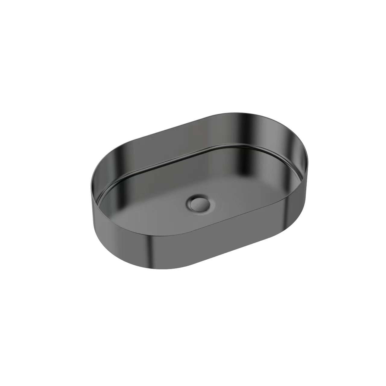 W5435 Bathroom Vessel Sink Oval Vanity Sink Above Counter Black Stainless Steel Vessel Sink with Pop Up Drain