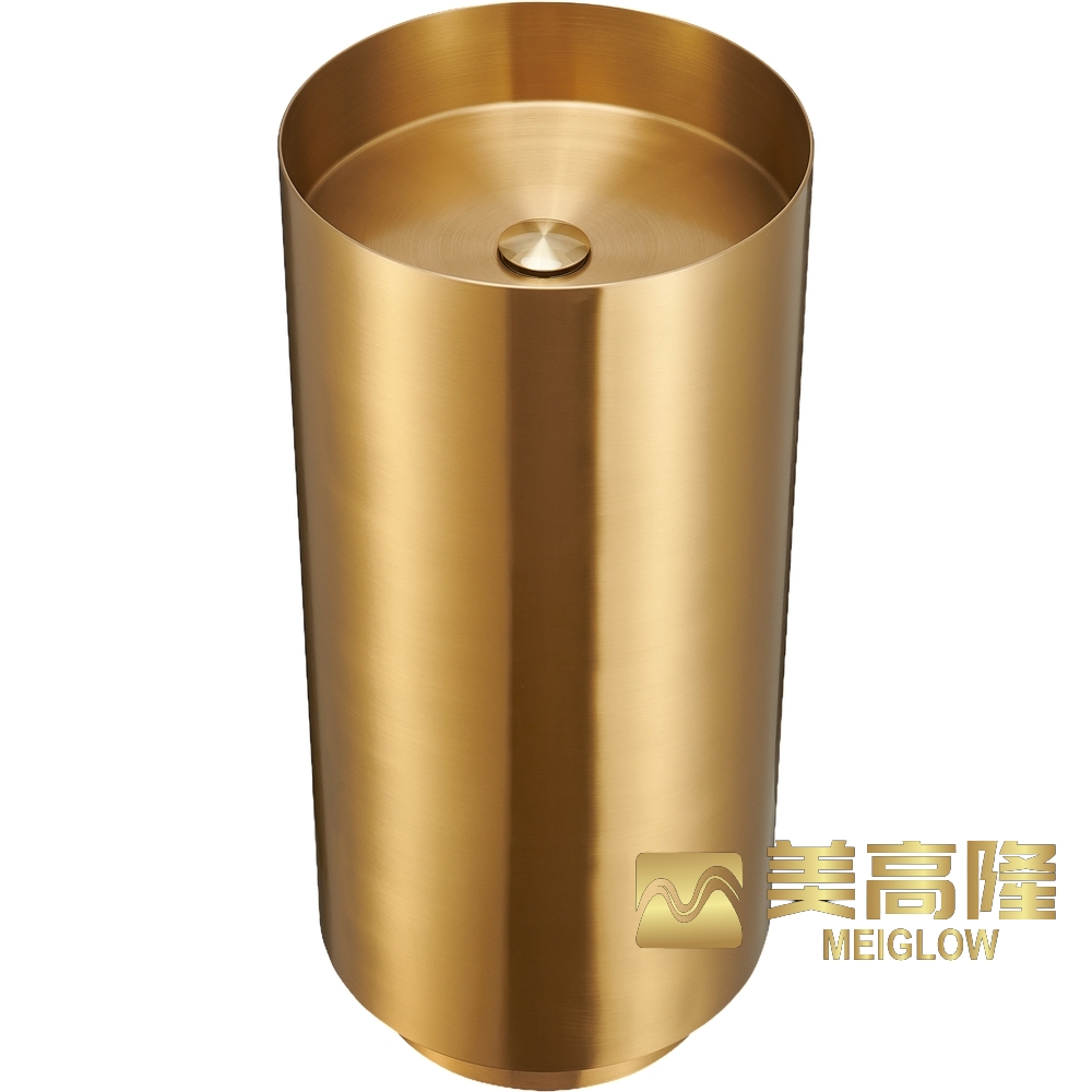 W3883G Stainless Steel Vessel Sink Modern Luxury Round Pedestal Sink Freestanding Sink for Bathroom