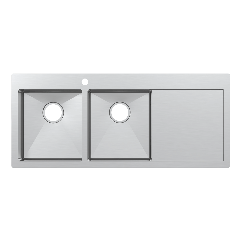 ME1650 Top Mount Deep Sink Double Bowl Draining Board Kitchen Sink