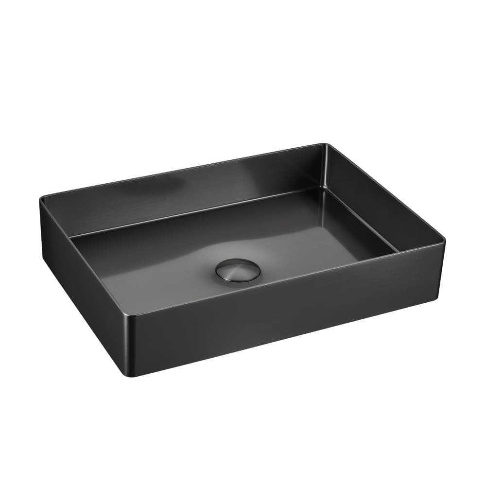 W5032B Black Rectangle Bathroom Vessel Sink Black Stainless Steel Metal Bathroom Vessel Sinks