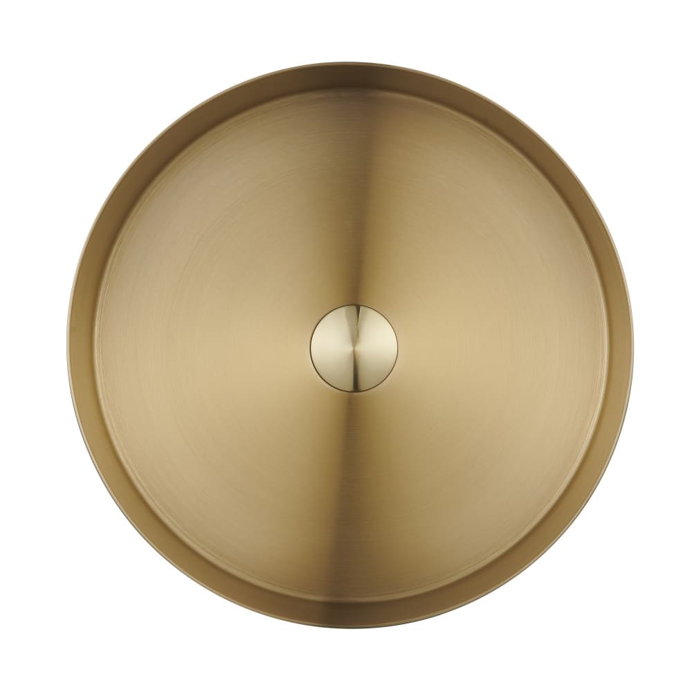 WY4040G Gold Round Bathroom Stainless Steel Vessel Sink with Pop Up Drain Stopper