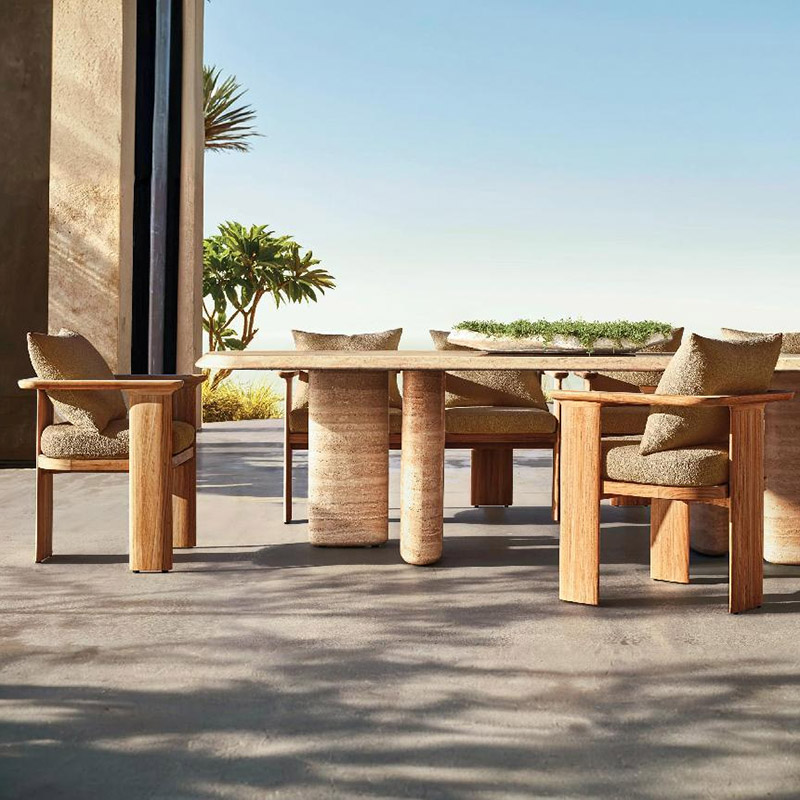 Outdoor Teak All Weather Waterproof Wooden Sofa Set (3)