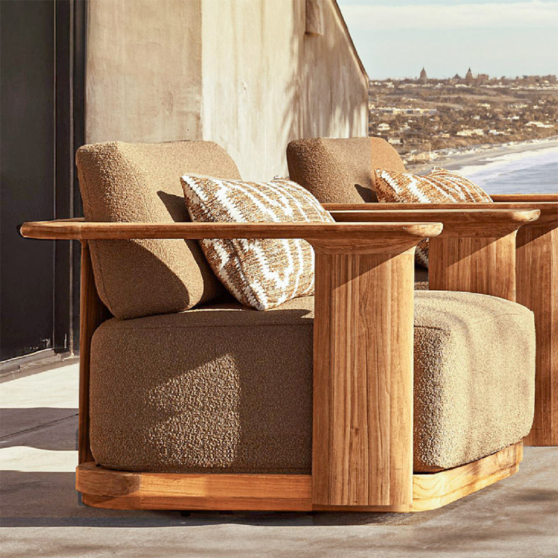 Outdoor Teak All Weather Waterproof Wooden Sofa Set (4)