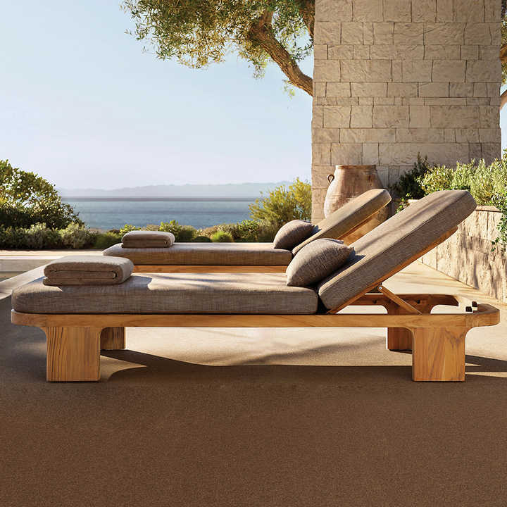 Outdoor Teak Sofa Set Modern Simple Weatherproof Fabric Waterproof Open Air Patio (5)