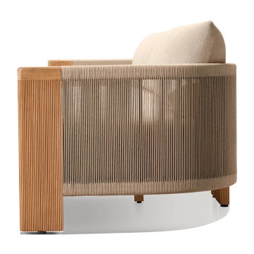 Waterproof Teak Rattan Round Sofa Out...