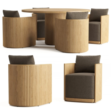 Contemporary Designer Teak Dining Table and Chair Set for 4-8 Seats, Custom Made