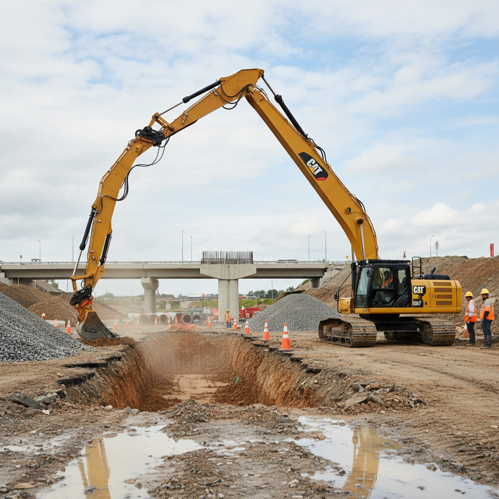 Long Reach Excavator For Road Infrastructure