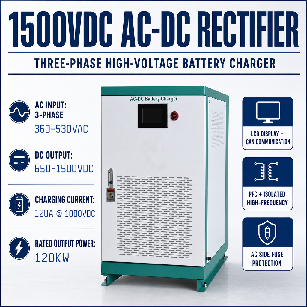 1500VDC-120kW Three-Phase High-Voltage Charger Offers a New Option for High-Voltage, High-Power Charging Applications