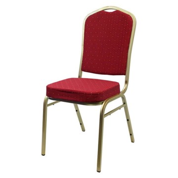 Red Fabric with Gold Dots on Gold Frame Banquet Chair
