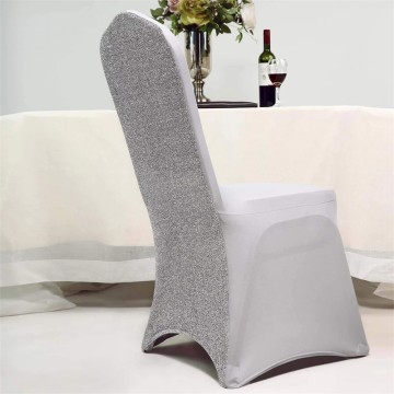 Shiny Sequin Spandex Chair Covers with Metallic Shimmer Tinsel Back