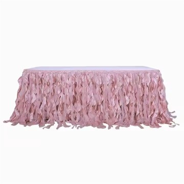 Wedding Ruffled Table Skirt pink for Rectangle&Round Tables