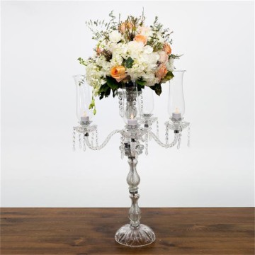 5 Arms Crystal Glass Candle Holder Candelabra for Wedding