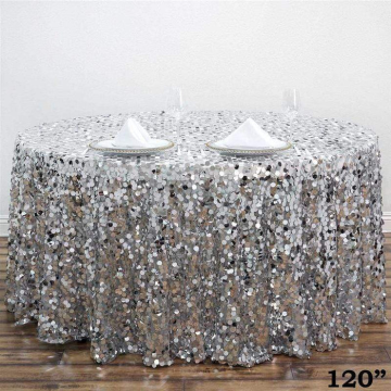 Sequin 120" Round Table Cloth for Wedding Banquet