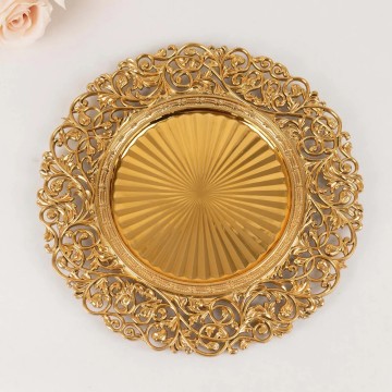 Vintage Floral Acrylic Charger Plates with Carved Borders