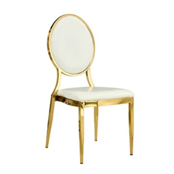 Golden Stainless Steel Chair with Round Back-1