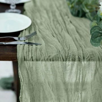Dusty Blue Cheesecloth Table Runner 