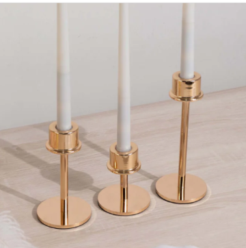Tall Hurricane Gold Candlestick for Wedding Table Centerpieces