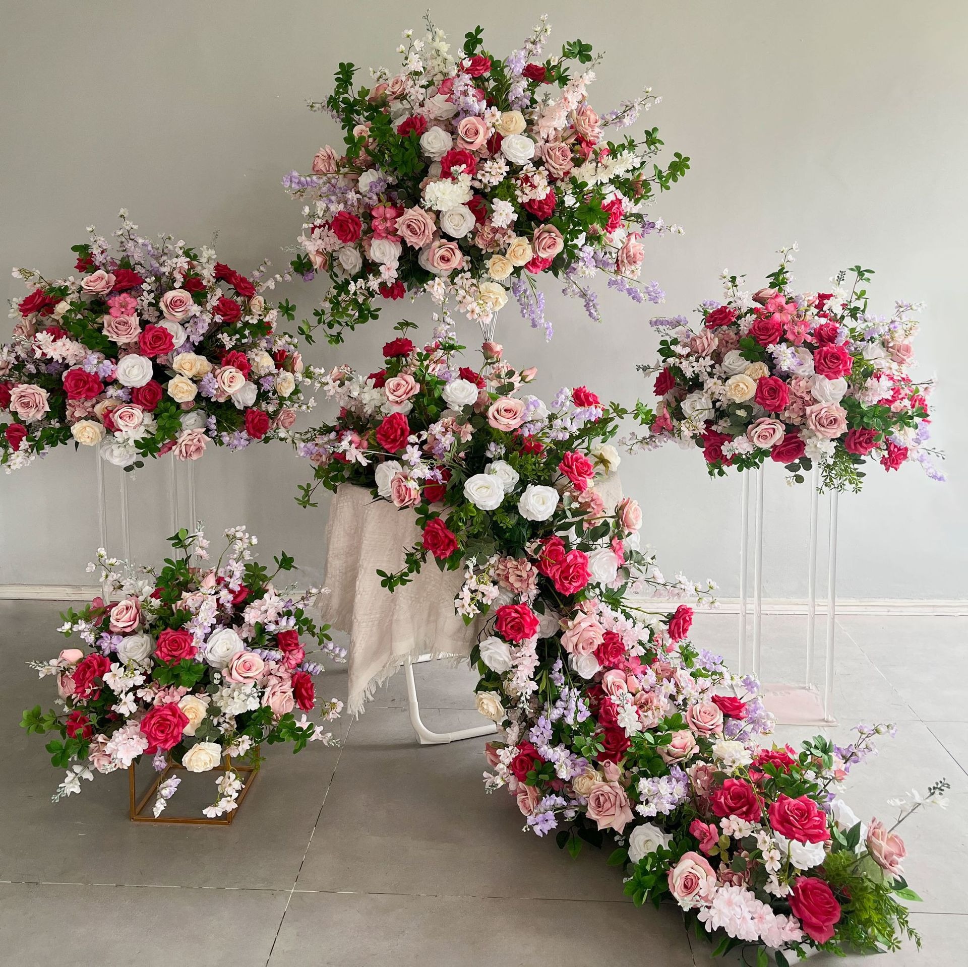 Artificial Wedding Flower Runner Arch Backdrop