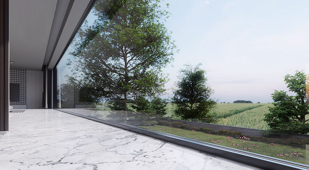 Intérieur sécurisé, grande façade et apparence minimaliste