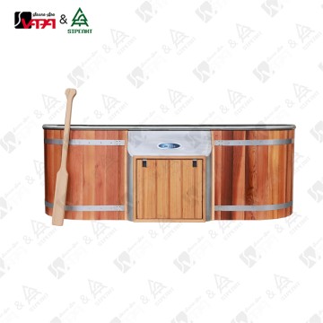 VAPASAUNA Manufacturer Designed HT006E Stainless Steel for 2 people Electric Red Cedar Oval Hot Tub with Touch Screen Fire Tube for Recovery.