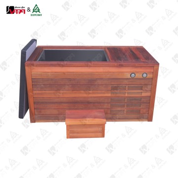Vapasauna CT019 All Red Cedar Cold Plunge with 1HP Chiller Ice Tub with Cover and Step