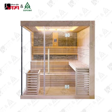 Vapasauna SIP-I010 Series Customizable Outdoor Indoor Dry and Wet Steam Bath Traditional Hemlock Red Cedar Sauna Room for Two Person Home Use