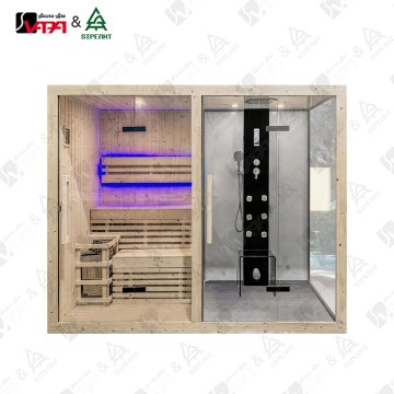 Vapasauna SIP-P10003シリーズ：乾湿分離とシャワー機能を備えた新しいスタイルの伝統的なサウナルーム（カスタマイズ可能）