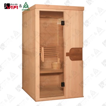 VAPA Sauna SIP-I053 Series Square Traditional Sauna Indoor - All-Solid-Wood, Single Glass Door & New Stove for Home/Commercial Use
