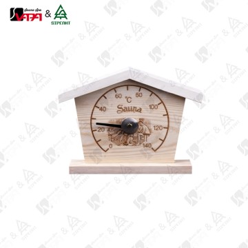 Vapasauna WTH027 Series Sauna accessories red cedar Wood House-shaped Sauna Thermometer – Purely Mechanical Liquid-free and Electricity-free Suitable for All Types of Saunas