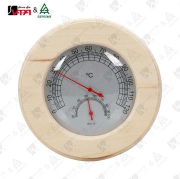VAPASAUNA WTH009 Series Round Wooden Sauna Hygrometer Thermometer Red High-Visibility Pointers Designed for Personal Wellness Studios High-End Resort Bathhouses & Professional Spa Environments Custom