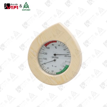 VAPASAUNA WTH008 Series Small Wooden Sauna Hygrometer & Thermometer Compact Design with Clear Laser Etched Scales Ideal for Home Wellness Areas Boutique Hotel Spas & Personal Sauna Cabins Custom Engra