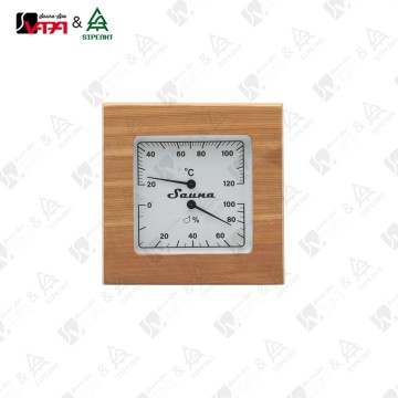 VAPASAUNA WTH004 Series Square Wooden Sauna Thermometer Hygrometer for Residential Steam Rooms Hotel Wellness Areas & Spa Facilities Custom Engraving Available