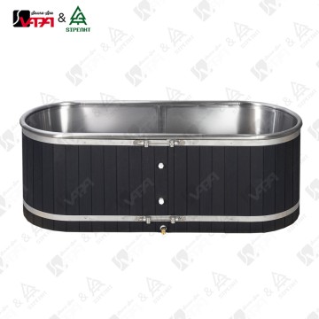 Elevate Your Outdoors: The Modern Elliptical Wood & Stainless Steel Hot Tub