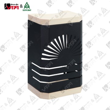 Vapasauna Manufacturer – Premium Stainless Steel Sauna Lamp Shade with Natural Pine Wood Accents