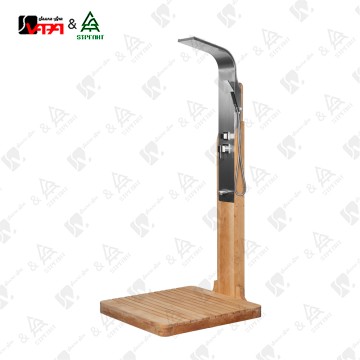 VAPA Hot Selling V-OS001 Premium Outdoor Shower Set - Alder Wood Base with 304 Stainless Steel Thermostatic Faucet | Free Laser Logo