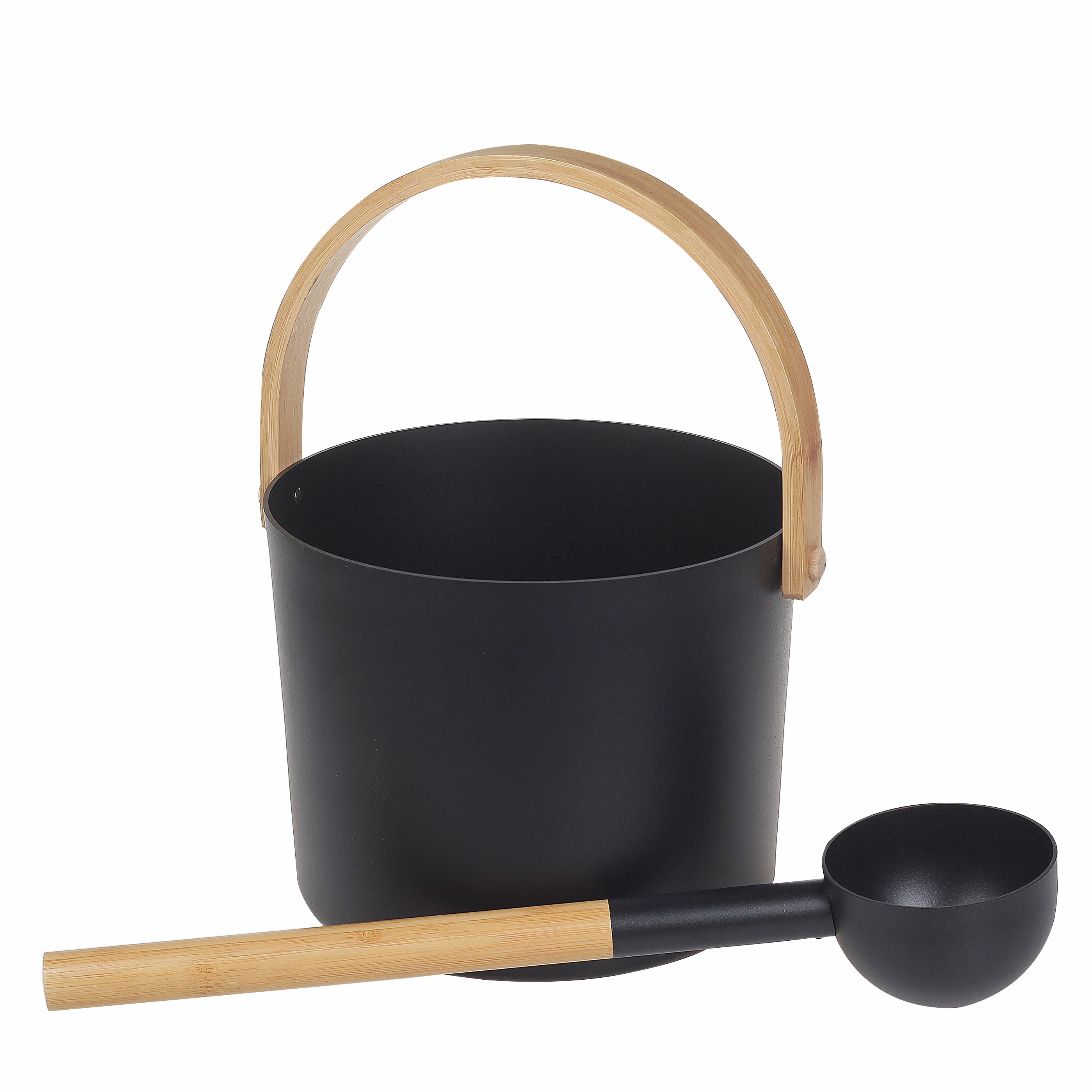 Vapasauna Factory Direct Supply Multi-Color Options Anodized Aluminum Sauna Bucket MB002 with Side Grip Bamboo Handle