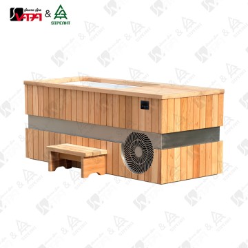Vapasauna CT039 Premium 1-Person Cold Plunge Tub with Built-in 1HP Chiller – Acrylic Interior, Red Cedar Exterior, WiFi & App Control