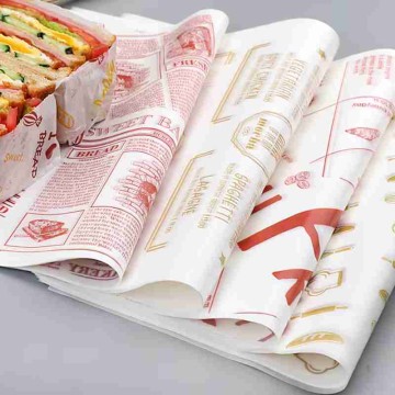 Custom Printed Food Grade Wax Deli Paper Sheet Wrap Greaseproof Paper Cookies Package for Sandwich Burger Wrapping Packaging