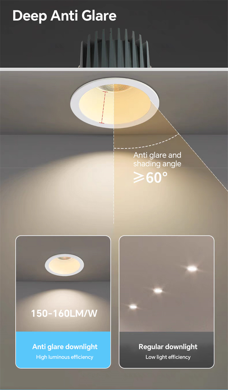 Deep anti galre downlight